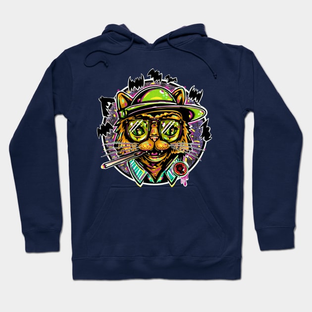 Hunter Thompson Cat Hoodie by BradLeiby